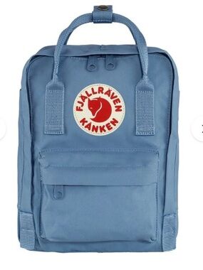 Fjallraven Kånken Kids Backpack in Light Blue with Red Logo